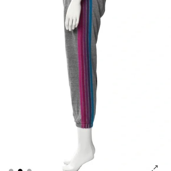 Aviator Nation Gray Sweatpants with Colorful Stripes Size Large - Picture 2 of 8